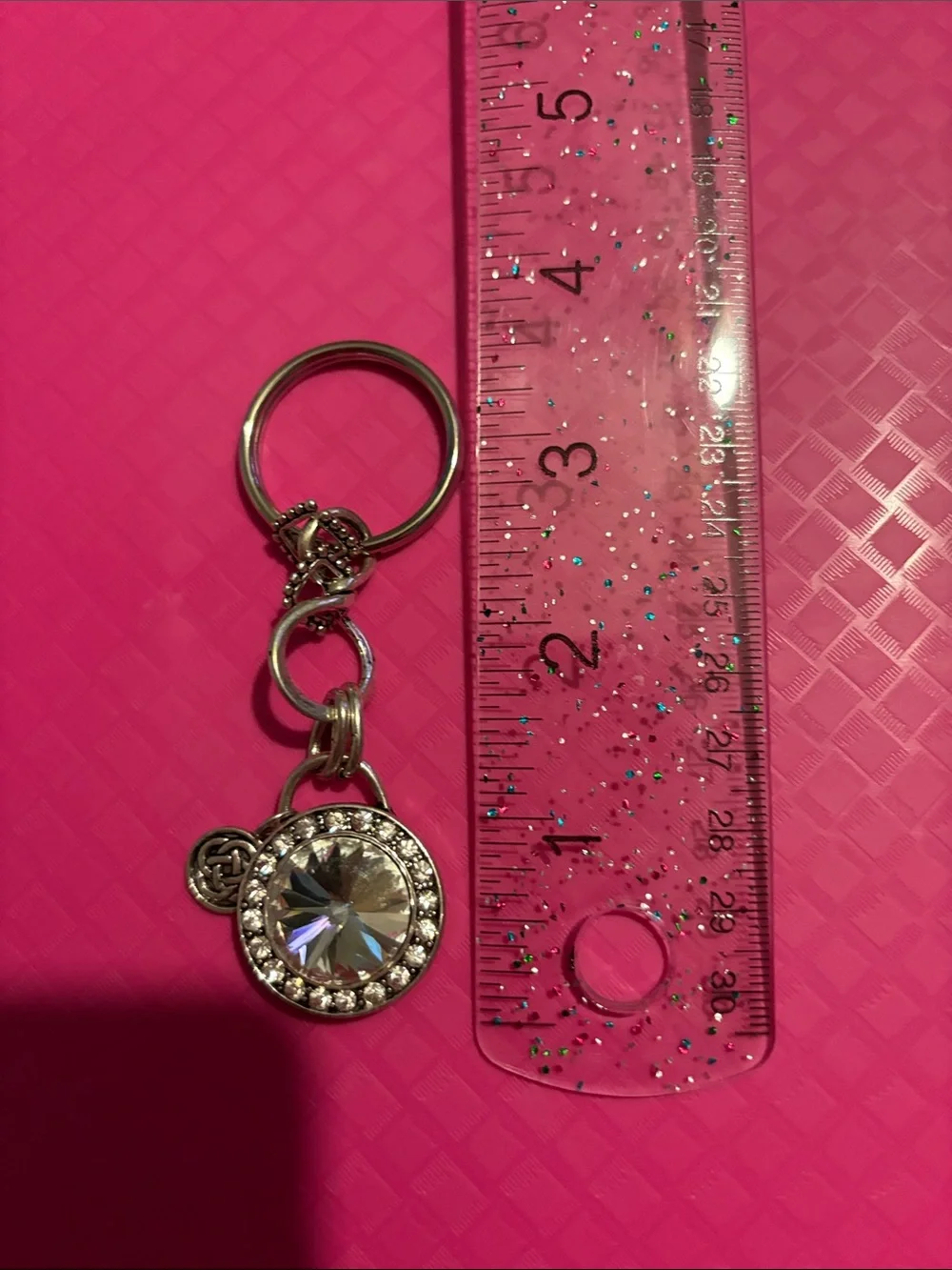 Crystal Circle Keychain Charm in Pink - Unbranded
